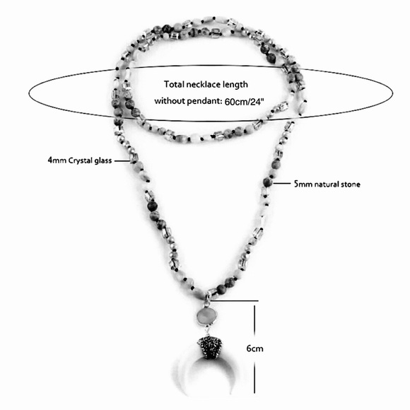 3/$15♥️ NEW EBONY Crescent Moon Black Double Horn/Tusk Necklace - Picture 7 of 12